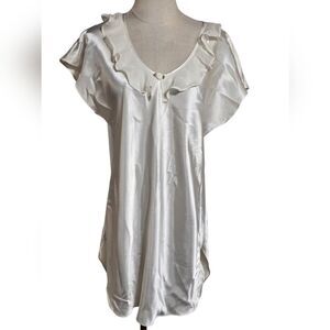 Violets And Roses Vintage Cream Satin Ruffle Nightie